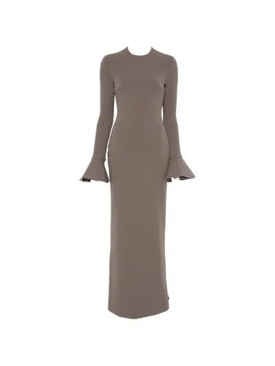 Solace London Alicia Flare-sleeve Maxi Dress In Gray