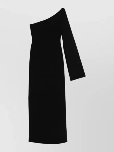 Solace London Alina One Shoulder Maxi Midi Dress In Black