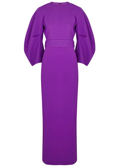 Solace London Allegra Puff-sleeve Belted Maxi Dress In Purple