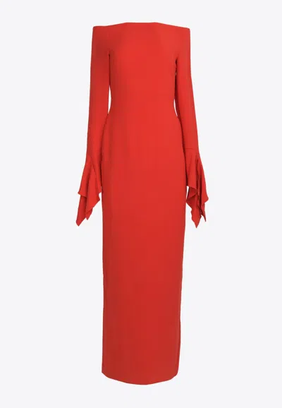 Solace London Amalie Off-shoulder Maxi Dress In Red