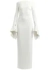 Solace London Amalie Off-the-shoulder Crepe Gown In Cream