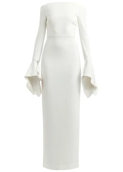 Solace London Amalie Off-the-shoulder Crepe Gown In Cream