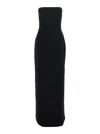 Solace London Anderson Black Long Dress With Bare Shoulder And Back Slit In Twill Woman In Black