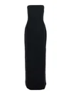 Solace London Anderson Black Long Dress With Bare Shoulder And Back Slit In Twill Woman In Black