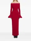 Solace London Anica Flared-cuffs Maxi Dress In Red