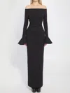 Solace London Anica Black Long Dress With Square Neckline And Flared Cuffs In Fabric Woman In Black