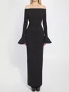 Solace London Anica Black Long Dress With Square Neckline And Flared Cuffs In Fabric Woman In Black