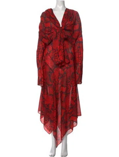 Pre-owned Solace London Animal Print Long Dress W/ Tags In Red