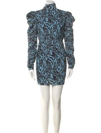 Pre-owned Solace London Animal Print Mini Dress In Blue