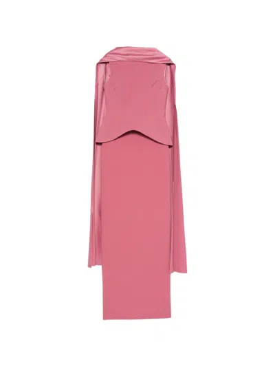 Solace London Annie Peplum-waist Maxi Dress In Pink