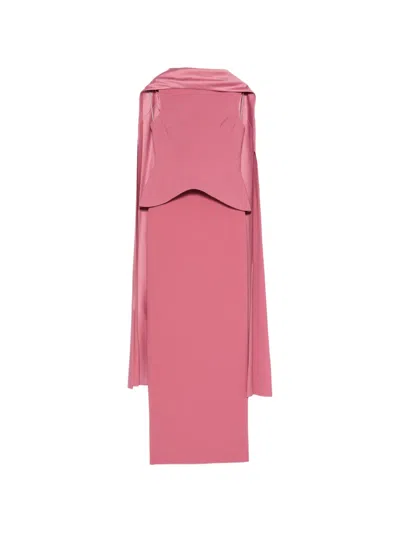 Solace London Annie Peplum-waist Draped-detail Maxi Dress In Pink