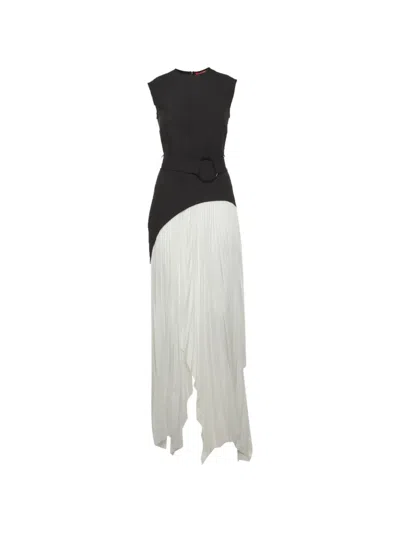 Pre-owned Solace London Anya Pleated Maxi Dress In Black