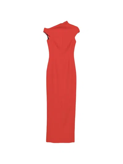 Solace London Arion Maxi Dress Asymmetric One Shoulder In Orange