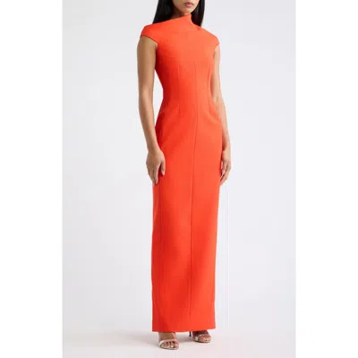 Solace London Arion One-shoulder Cap Sleeve Gown In Scarlet