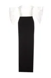 Solace London Filippa Off-shoulder Gown In Neutrals/black