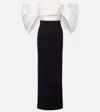 Solace London Arla Off-shoulder Twill & Crêpe Gown In Black