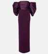 Solace London Arla Off-shoulder Twill And Crêpe Gown In Burgundy