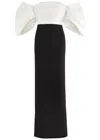 Solace London Dakota Off-the-shoulder Crepe And Satin-twill Gown In Black