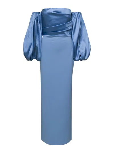 Solace London Carmen Crepe Maxi Dress In Bluebell