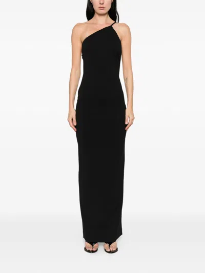 Solace London Asymmetric One-shoulder Maxi Dress In Black