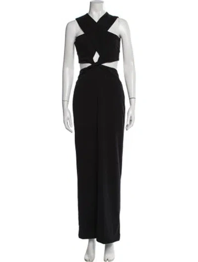 Pre-owned Solace London Asymmetrical Long Dress In Black