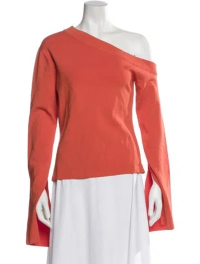 Pre-owned Solace London Asymmetrical Long Sleeve Top In Orange