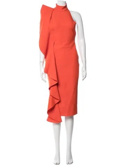 Pre-owned Solace London Asymmetrical Midi Length Dress In Orange