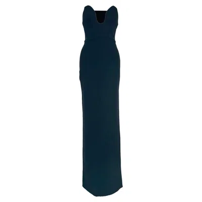 Pre-owned Solace London Audrey Strapless Maxi Dress In Black Polyester