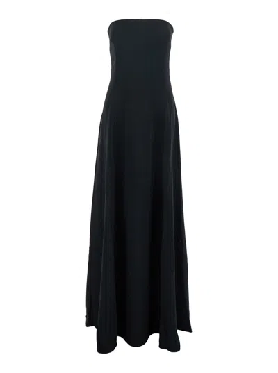 Solace London Bare-shoulder Flared Dress In Black