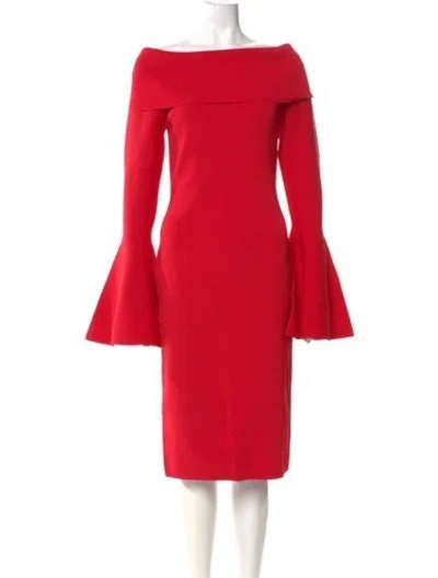 Pre-owned Solace London Bateau Neckline Knee-length Dress In Red