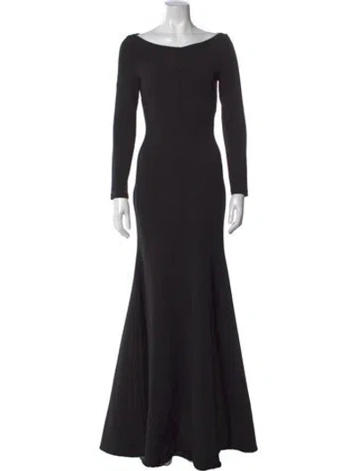 Pre-owned Solace London Bateau Neckline Long Dress In Black