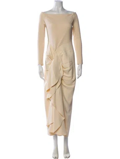 Pre-owned Solace London Bateau Neckline Long Dress In Neutral