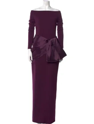 Pre-owned Solace London Bateau Neckline Long Dress In Purple