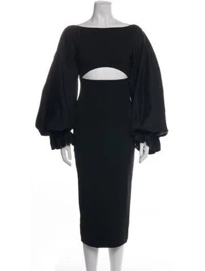 Pre-owned Solace London Bateau Neckline Midi Length Dress In Black