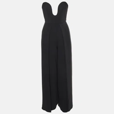 Solace London Black Crepe Bustier Style Wide Leg Anelli Jumpsuit