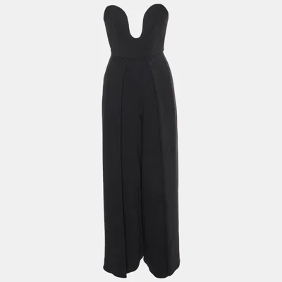 Pre-owned Solace London Black Crepe Bustier Style Wide Leg Anelli Jumpsuit S