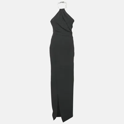 Pre-owned Solace London Black Crepe Danette Long Dress S