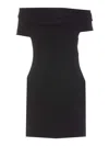 Solace London 'neve' Black Off-shoulder Mini Dress With Bardot Neckline In Black