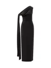 Solace London Black One-shoulder Dress With Drape  In Black