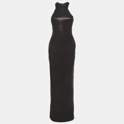 Pre-owned Solace London Black Sequin Winona Maxi Dress M