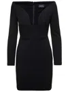 Solace London Black ' Uma' Mini Dress With Long Sleeves And U-neck In Black