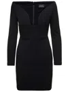 Solace London Black ' Uma' Mini Dress With Long Sleeves And U-neck In Black