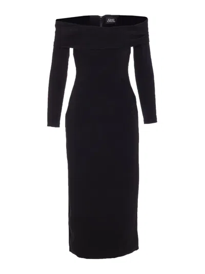 Solace London Black Yuni Midi Dress