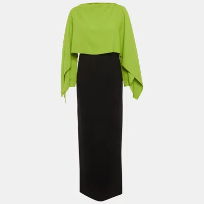 Pre-owned Solace London Black/green Crepe Yael Maxi Dress L