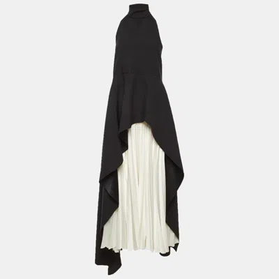Pre-owned Solace London Black/white Crepe Lavinia Maxi Dress L