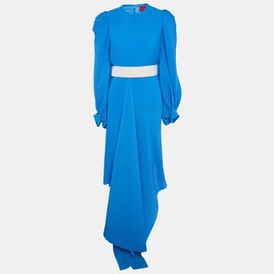 Solace London Blue Belted Asymmetric Tilde Maxi Dress