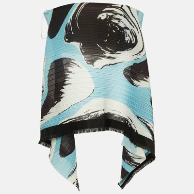 Pre-owned Solace London Blue/black Abstract Print Crepe Pleated Svana Corset Top M