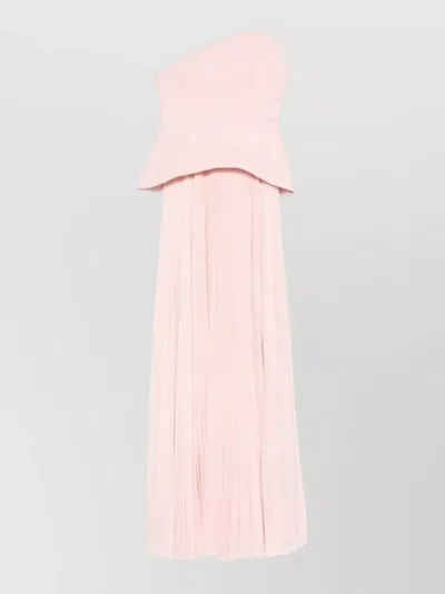 Solace London Britt Maxi Dress Strapless Pleated Clutch In Pink