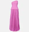 Solace London Britt Pleated Strapless Gown In Purple