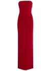 Solace London Bysha Strapless Crepe Maxi Dress In Dark Red